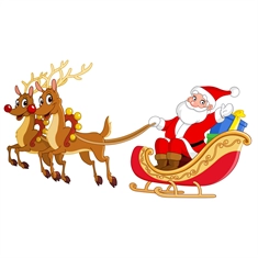 Christmas Decoration Santa Sleigh with Reindeer Sticker